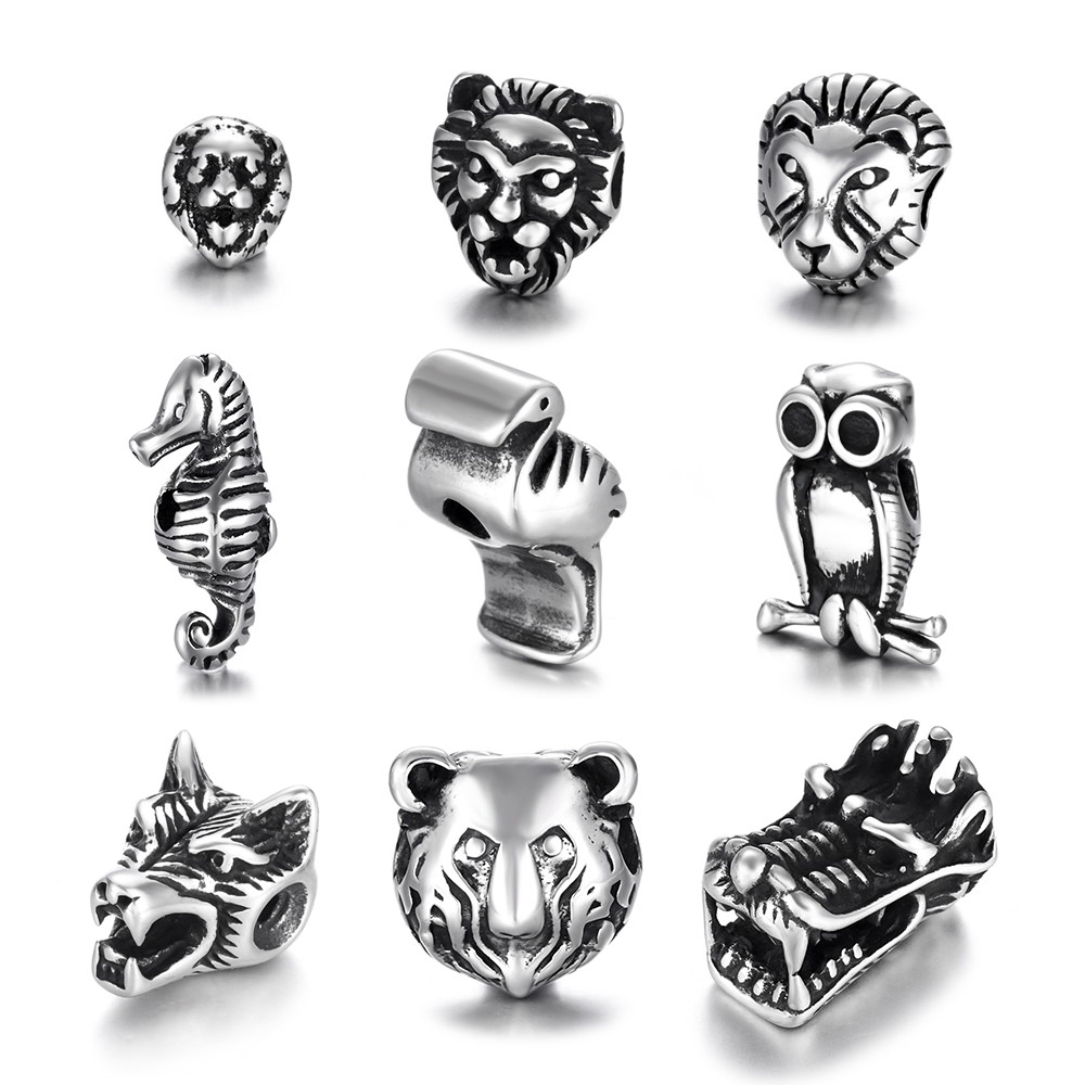 Wolf Jewelry & Watches Tampa - Koraliki do hełmu ze stali nierdzewnej