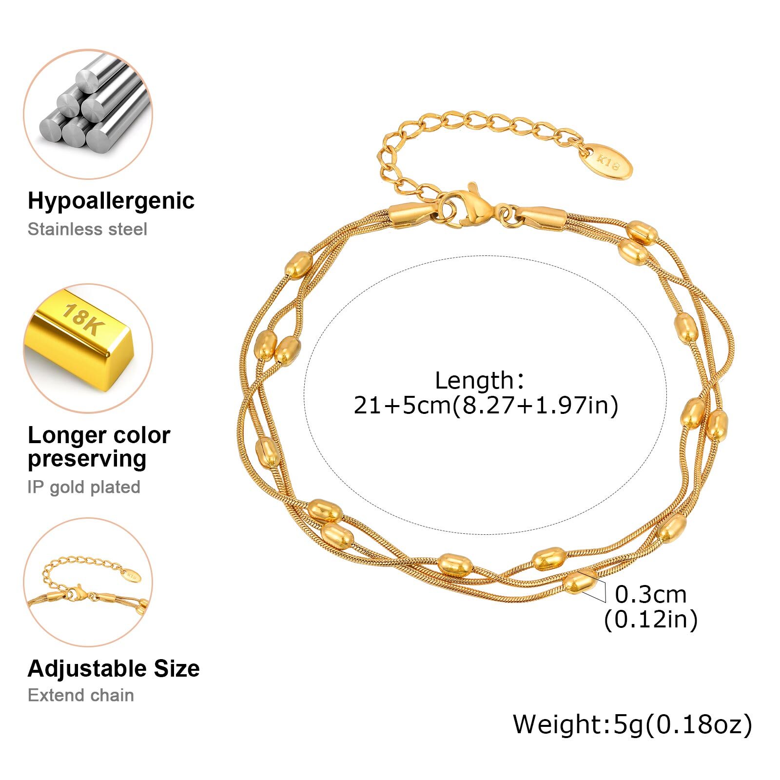 Vnox letnie trójwarstwowe łańc – Jc Jewelry & Watches Reviews recenzja i cena