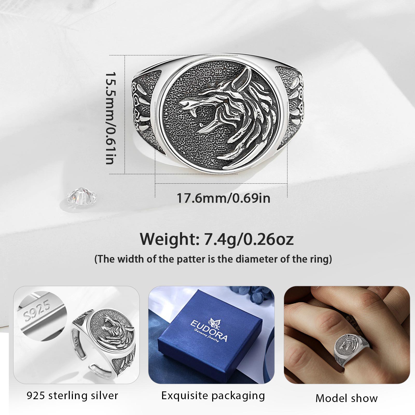 Eudora 925 Sterling Silver Vik – Wolf Jewelry & Watches Tampa recenzja i cena